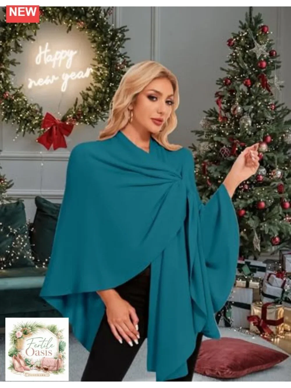 Knitted Poncho Cape Wrap, Viscose Blend Shawl, Travel & Evening Wear